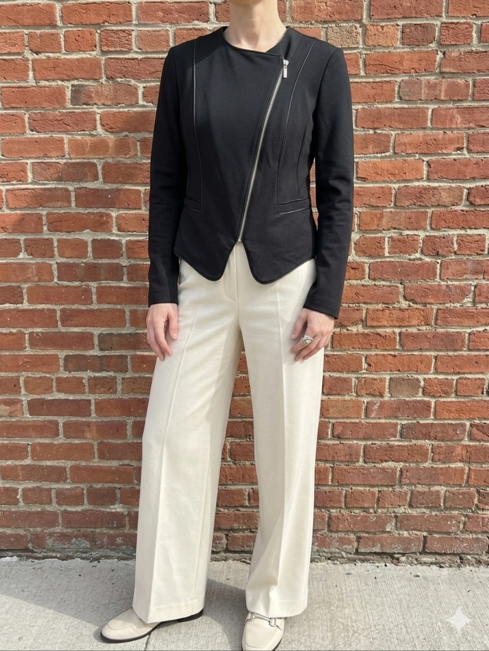 Y2K Nygård Collection Black Moto Blazer Jacket Asymmetrical Zip Size Medium Edgy